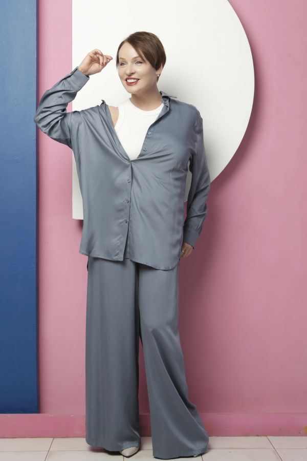 Рубашка из бамбука синяя