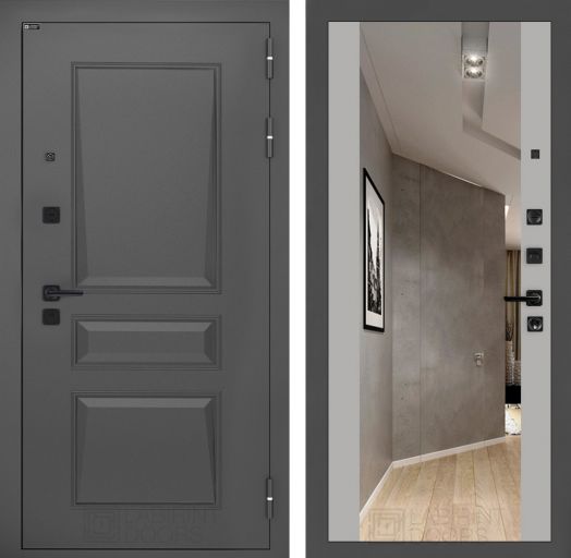 Входная дверь Лабиринт ОРЛЕАН с Зеркалом Максимум Софт Грей