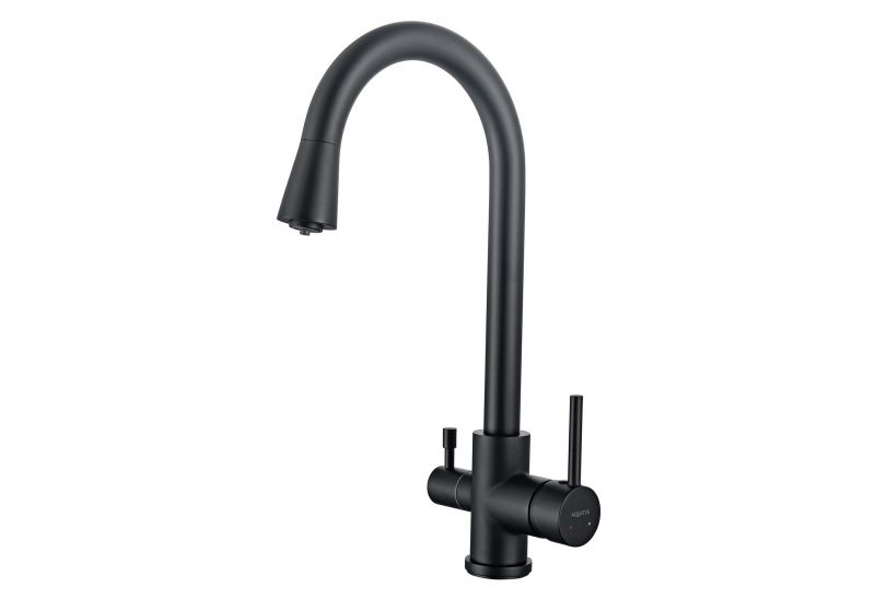 Смеситель для кухни с подключением к фильтру воды AQUATEK матовый черный AQ1085MB