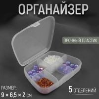 Органайзер, 9 ? 6,5 ? 2 см, 5 отделений, цвет прозрачный