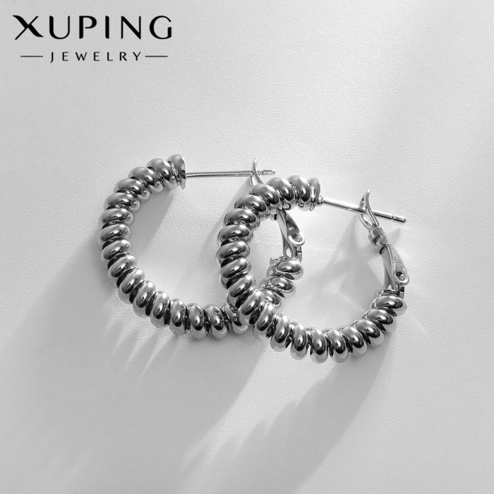 Серьги-кольца XUPING сияние, цвет серебро, d=2,5 см