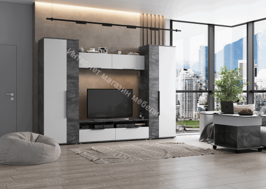 Стол журнальный раскладной "Моника" Айрон Рок/Белый лофт