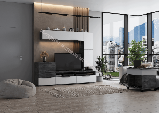 Стол журнальный раскладной "Моника" Айрон Рок/Белый лофт