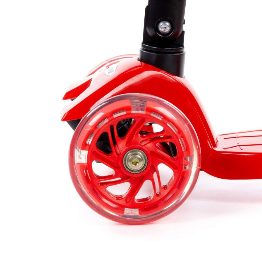 0072C Детский самокат (со складной ручкой) (красно-чёрный) (в коробке)