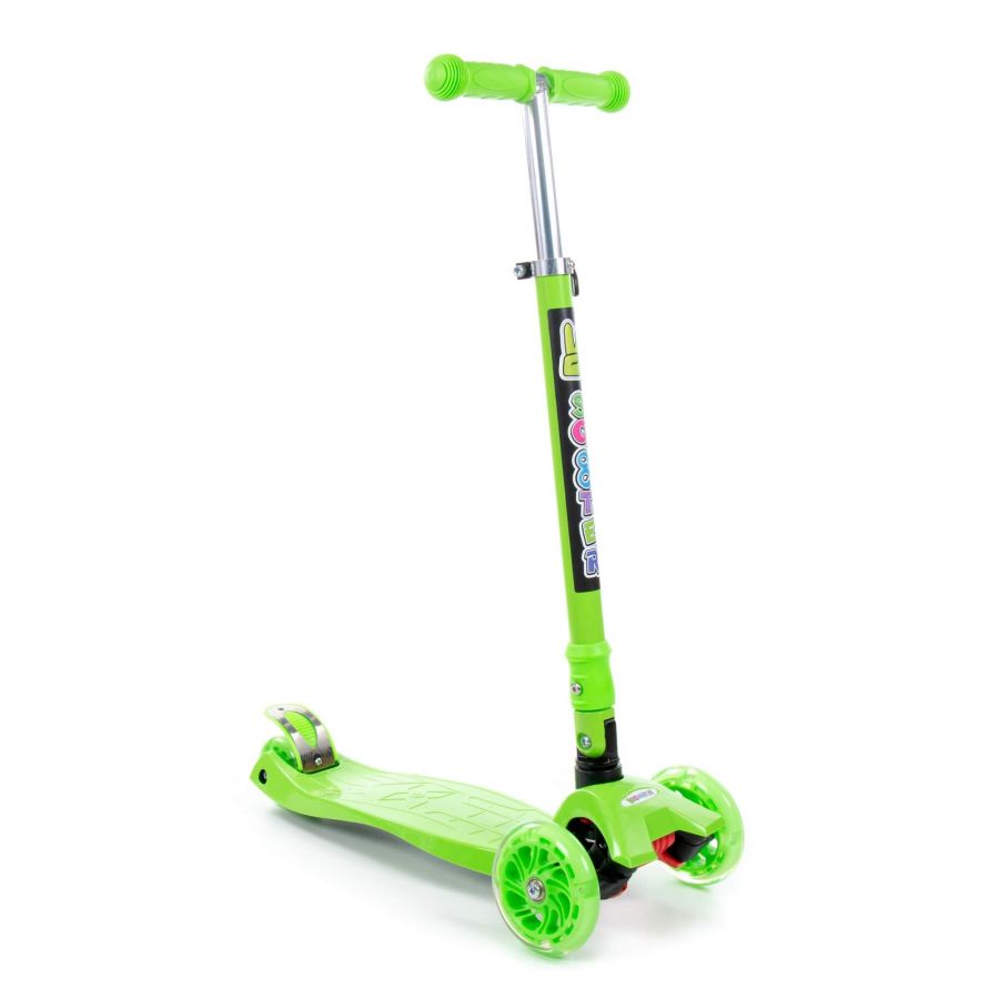 0072C Детский самокат (со складной ручкой) (зелёный) (в коробке)