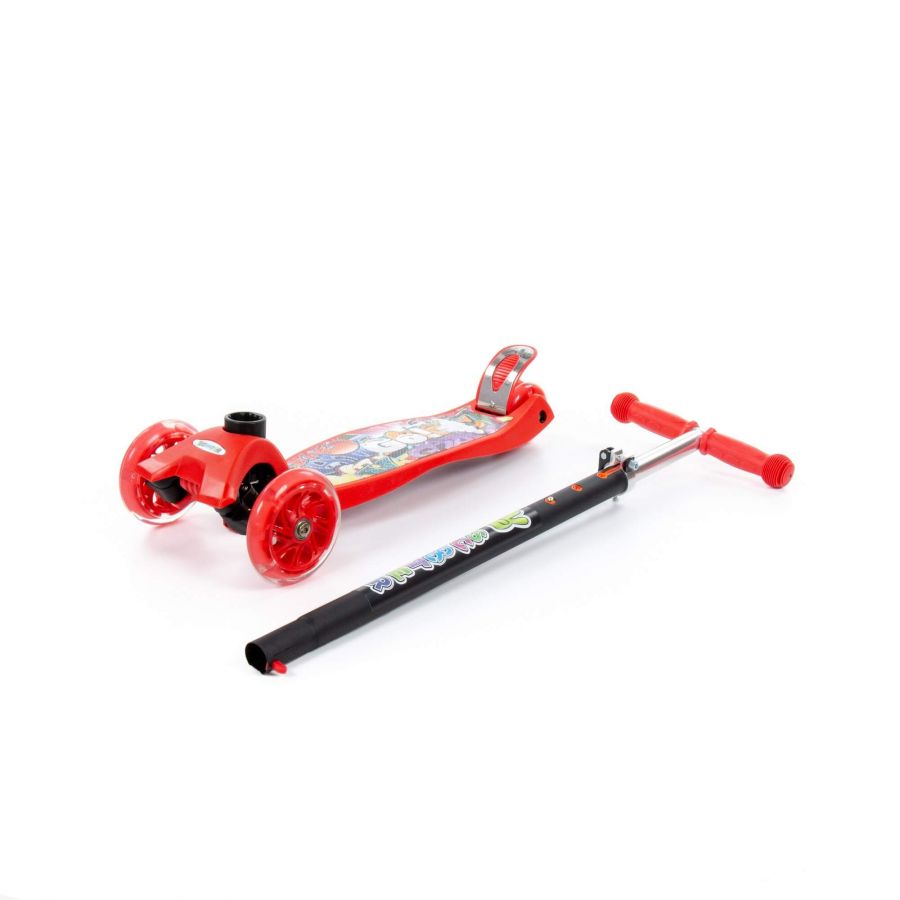 # 0072 Детский самокат (с наклейкой V1) (красно-чёрный) (в коробке)