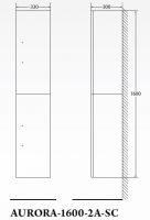 Шкаф подвесной, с двумя распашными дверцами, правосторонний BelBagno AURORA-1600-2A-SC-BL-P-R схема 2