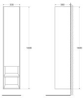 Шкаф подвесной с одной распашной дверцей и одной открытой полкой левосторонний Belbagno KRAFT-1600-1A-SC-BO-L схема 4