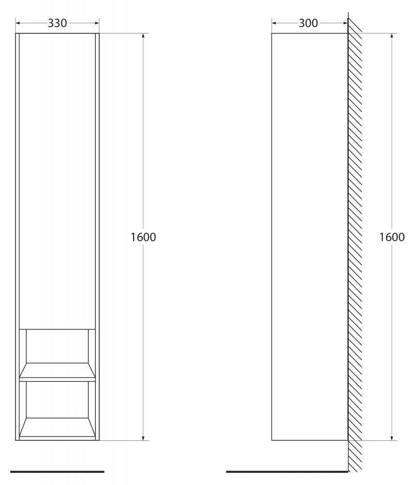 Шкаф подвесной с одной распашной дверцей и одной открытой полкой левосторонний Belbagno KRAFT-1600-1A-SC-BO-L схема 4