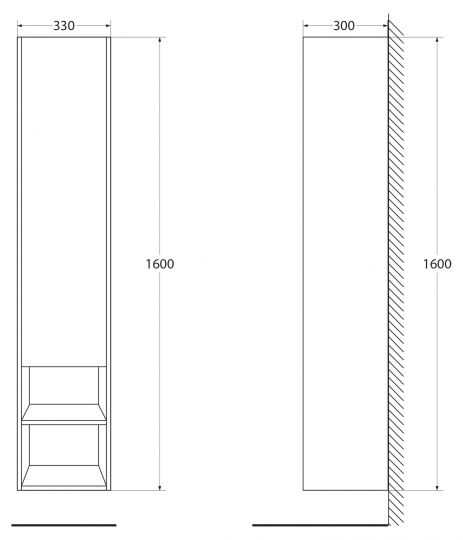 Шкаф подвесной с одной распашной дверцей и одной открытой полкой левосторонний Belbagno KRAFT-1600-1A-SC-BO-L ФОТО