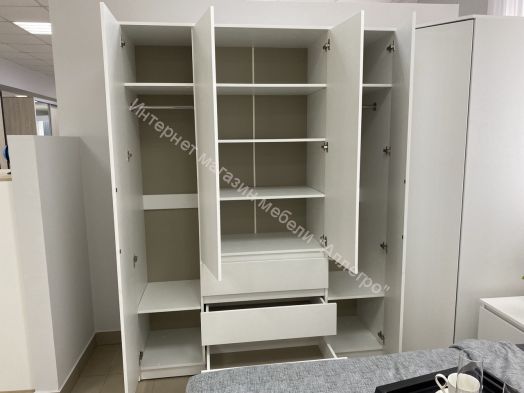 Шкаф 4-ств. с 3 ящиками "Бьянко" Белый лофт