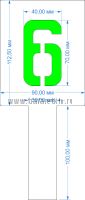 Комплект трафаретов цифр №4, высота 70 мм - размеры (с ручкой)