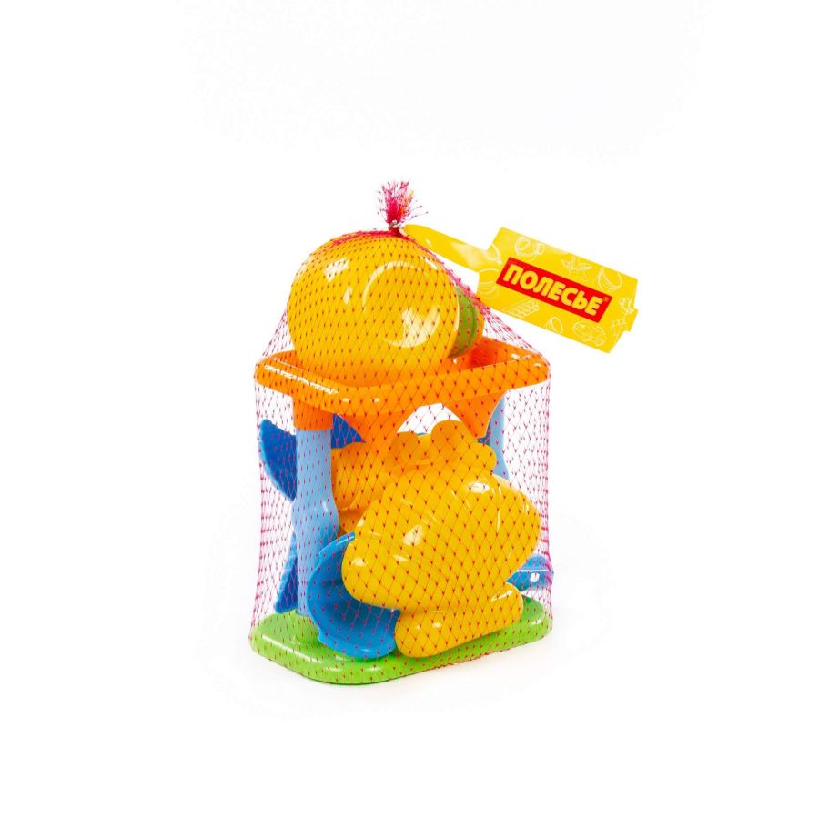 Набор №343: песочная мельница №2 с основанием, совок №2, формочки (морская звезда №2 + ракушка №2), лейка малая №3