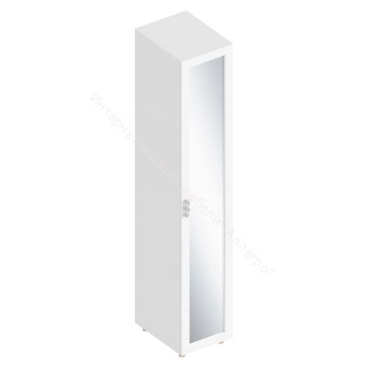 Пенал 1-ств с зеркалом и полками "Сандра" Белый лофт