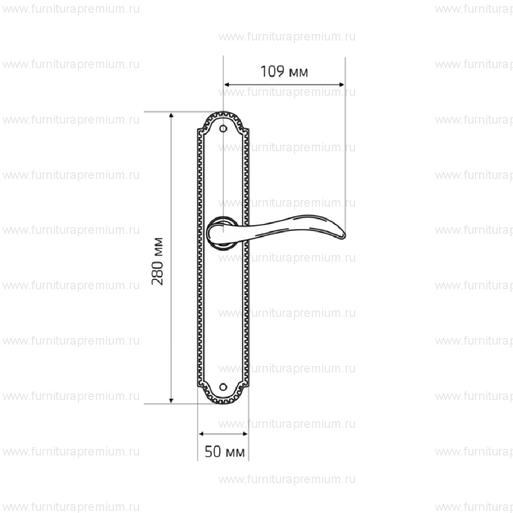 Черная ручка на планке Extreza Agata 310 WC PL03 Black
