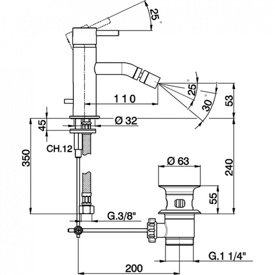 Смеситель для биде Cisal Less Minimal LM000550 ФОТО