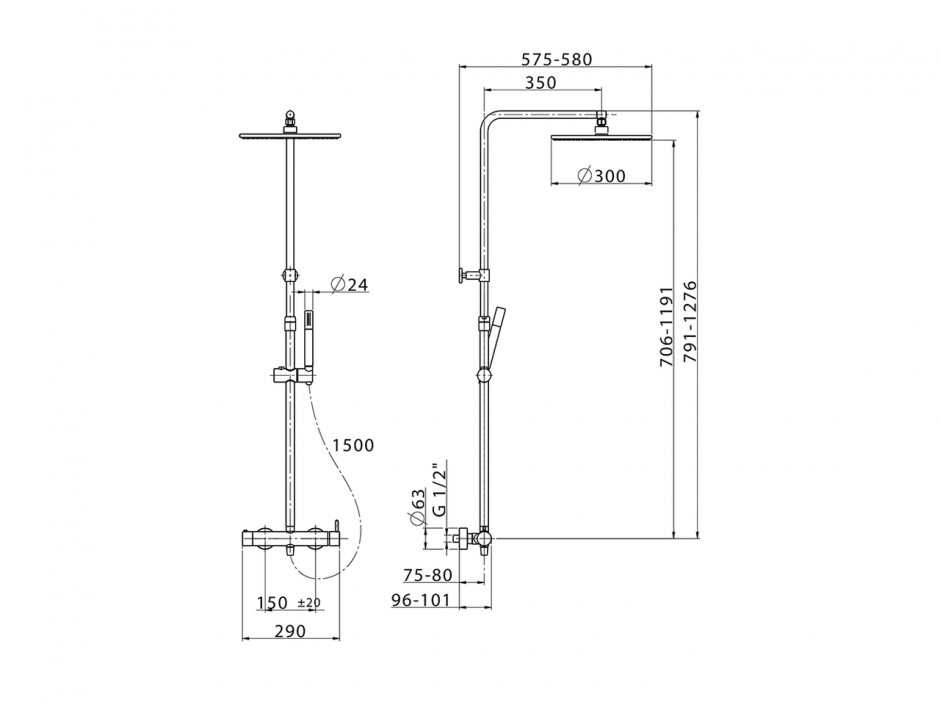 Душевая стойка Cisal Slim SM004030 ФОТО