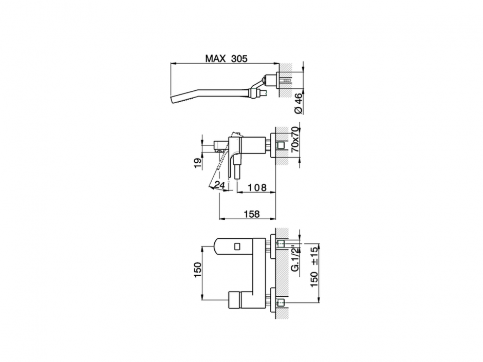 Смеситель для ванны Cisal Cubic CU000132/CU000122 ФОТО