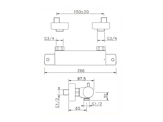 Смеситель для душа Cisal Nuova City CVT01010/CVD01010 схема 2