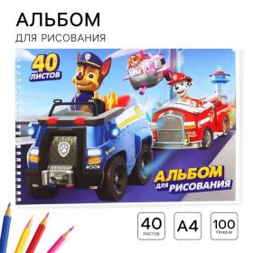 Альбом для рисования А4, 40 листов 100 г/м?, на пружине, Щенячий патруль