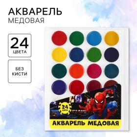 Акварель медовая, 24 цвета «Человек-паук», европодвес