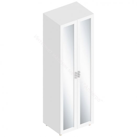 Шкаф 2-ств. с 2-мя отделениями с зеркалом "Сандра" Белый лофт