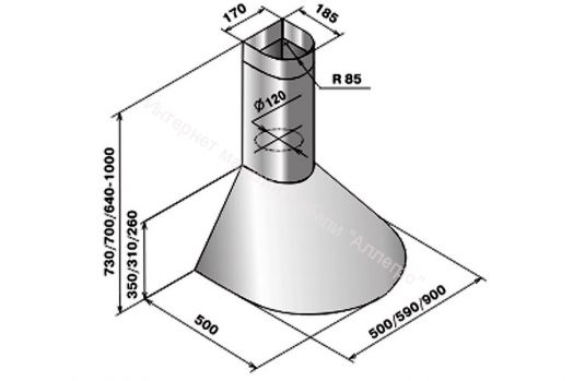 Вытяжка ELIKOR Эпсилон 50П-430-П3Л (КВ II М-430-50-58) черный/золотой кант