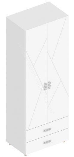 Шкаф 2-ств. с 2-мя ящиками с полками "Сандра" 800 Белый лофт