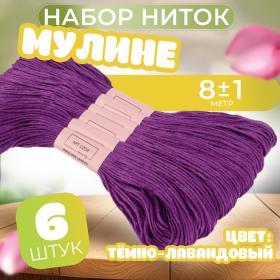 Набор ниток мулине №3348, 8 ± 1 м, 6 шт, цвет тёмно-лавандовый