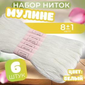 Набор ниток мулине «Blanc», 8 ± 1 м, 6 шт, цвет белый