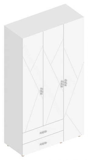 Шкаф 3-ств. с 2 ящиками 1200 "Сандра" Белый лофт