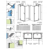 Золотое душевое ограждение Radaway Essenza Pro KDJ+S с двумя боковыми стенками 80х100 см схема 2