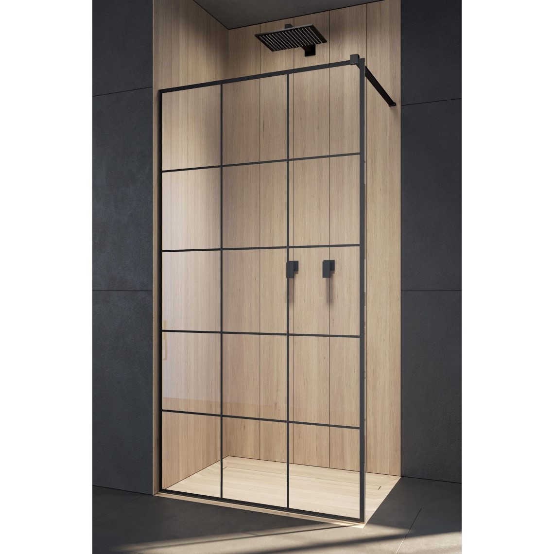 Фото Решетчатое душевое ограждение Walk-in Radaway Modo X Black II Factory 160 х 200 см