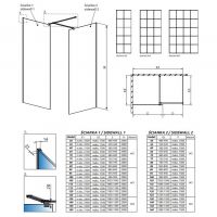 Стеклянная душевая перегородка Walk-in Radaway Modo New Black III Factory решетчатое 90х90 см схема 2