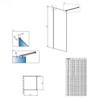 Душевая перегородка в черной раме Walk-in Radaway Modo New Black II Frame с черным профилем 95 х 200 см схема 2