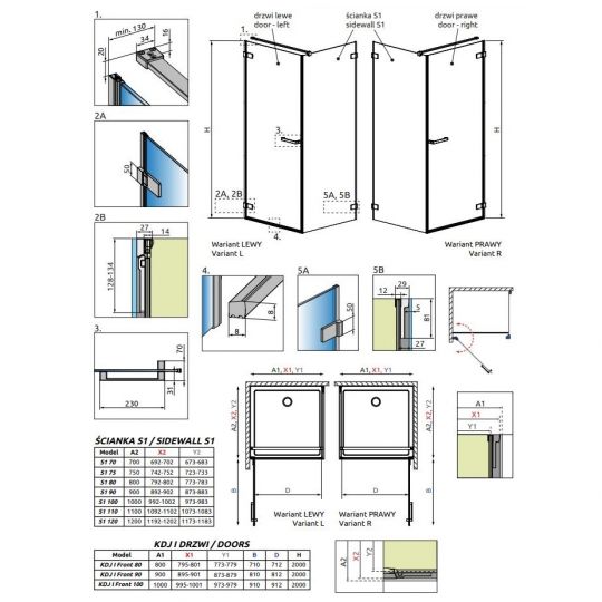 Душевой уголок Radaway Arta KDJ I в цвете хром+ 80х120 см схема 2