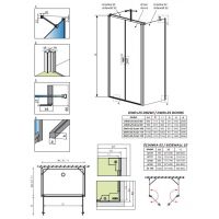 Пристенное закрытое душевое ограждение Radaway Nes 8 DWD+2S двухдверное 80х75  см схема 2