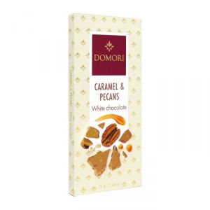 Шоколад белый с карамелью и орехом Пекан Domori White Chocolate Caramel Pecan - 75 г (Италия)